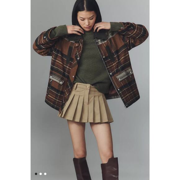 Blank NYC Jackets & Blazers - Anthropologie BlankNYC Brown Green Situationship Plaid Shirt Jacket NWT Size L